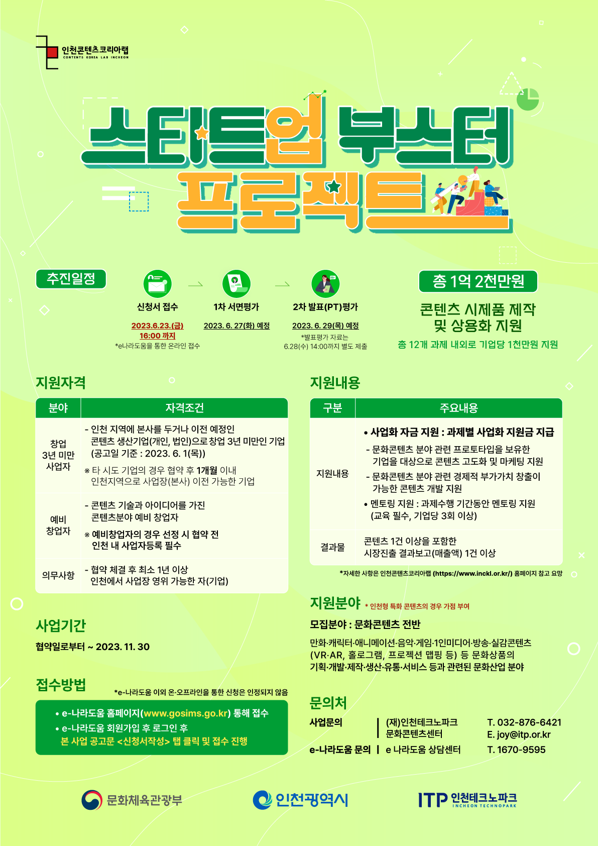 [인천콘텐츠코리아랩] 2023 스타트업 부스터 프로젝트 (~6/23)